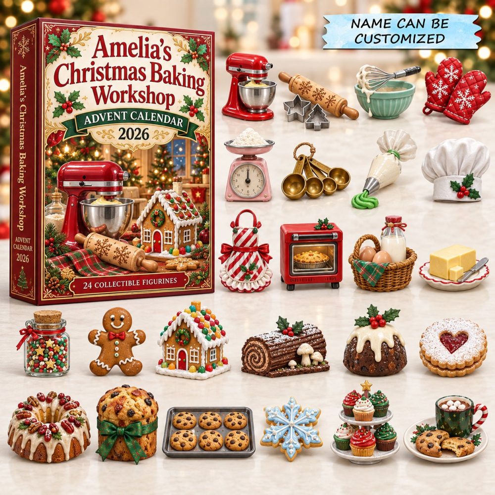 Christmas Baking Workshop Advent Calendar 2026 — 24-Day Acrylic Charm Set With Festive Pastry & Workshop Icons