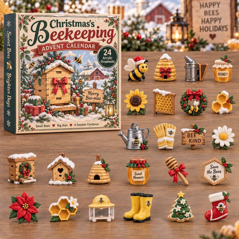 Beekeeping Christmas Advent 2026 — 24-Day Honeybee Countdown With Acrylic Apiary Charms, Mini Bee Ornaments & Gifts For Beekeepers