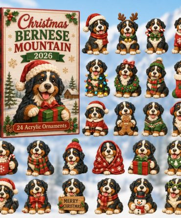 2026 Holiday Bernese Mountain Calendar - 24 Acrylic Charm Surprises, Classic Festive Designs, Gift-Ready Countdown Set