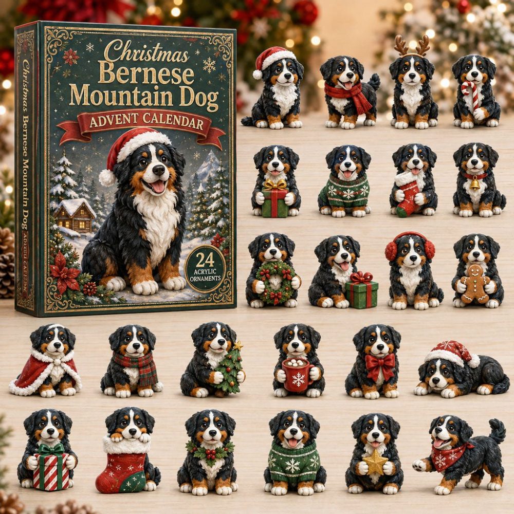 2026 Christmas Bernese Mountain Dog Charm Calendar - 24 Acrylic Surprises, Festive Holiday Gift For Dog Lovers