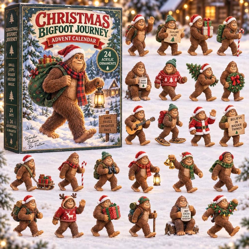 2026 Bigfoot Journey 24-Day Acrylic Charm Countdown — Reusable Cryptid Adventure Advent Calendar, Unique Holiday Gift