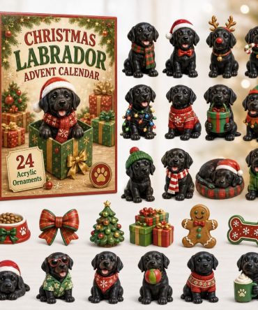 2026 Black Labrador Christmas Countdown Calendar — 24 Acrylic Charms, Dog Lover Advent Gift & Holiday Decor