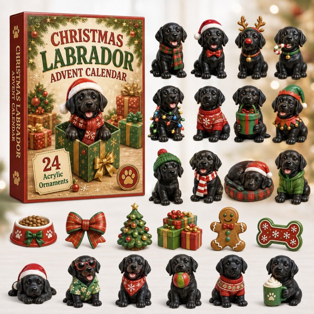 2026 Black Labrador Christmas Countdown Calendar — 24 Acrylic Charms, Dog Lover Advent Gift & Holiday Decor