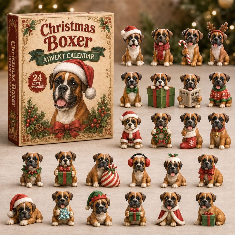 Boxer Dog Christmas Advent Calendar 2026 — 24-Day Acrylic Charm Countdown, Festive Gift For Boxer Owners, Families & Dog Lovers