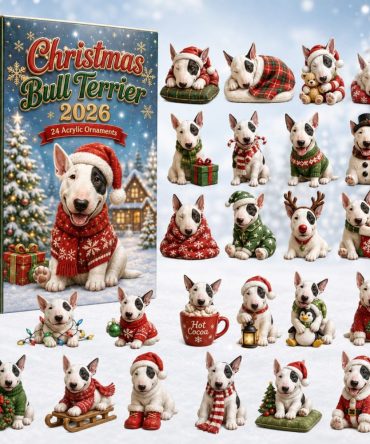 2026 Bull Terrier Holiday Countdown Calendar — 24 Days With Collectible Acrylic Dog Charms, Gift For Terrier Lovers