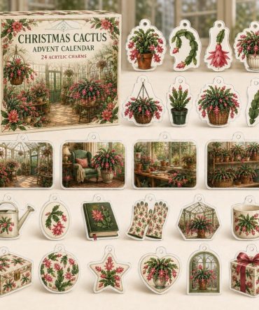 Christmas Cactus 24-Day Charm Countdown — Festive Acrylic Plant Charms Set For Succulent Enthusiasts & Holiday Gifting