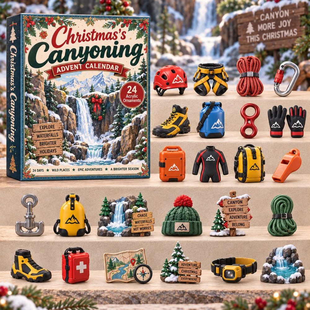Canyoning Adventure Advent 2026 — 24-Day Outdoor Thrill Countdown With Acrylic Climber Charms, Mini Gear & Gifts For Waterfall Explorers