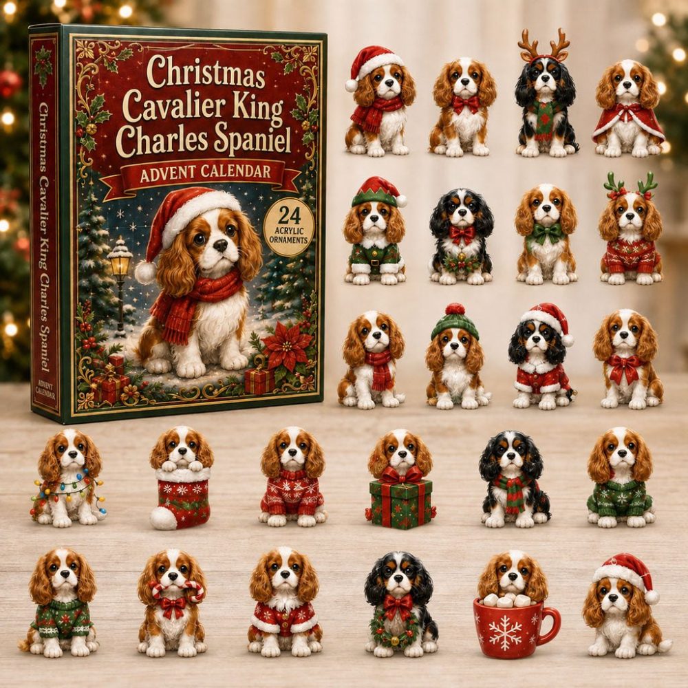 Christmas Cavalier King Charles Spaniel Countdown 2026 — 24-Day Advent Calendar With Acrylic Charms, Perfect Holiday Gift
