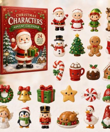 Christmas Characters 2026 Advent Calendar - 24 Festive Acrylic Charms Set Featuring Santas, Elves & Holiday Icons