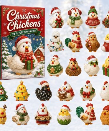 Country Chicken Countdown Advent - 24 Days Of Farmyard Acrylic Charms, Rustic Christmas Decor & Family Holiday Tradition Gift