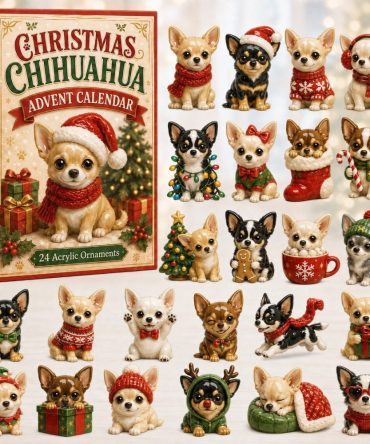 Chihuahua Christmas Countdown Gift Box - 24 Days Of Tiny Dog Acrylic Charms, Adorable Holiday Keepsake For Pup Lovers