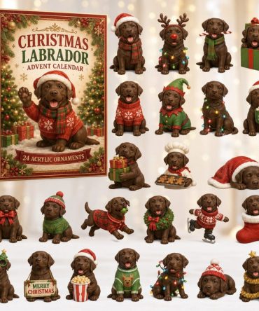Chocolate Labrador Holiday Advent Set - 24 Days Of Acrylic Dog Charms, Retriever-Themed Christmas Countdown Gift