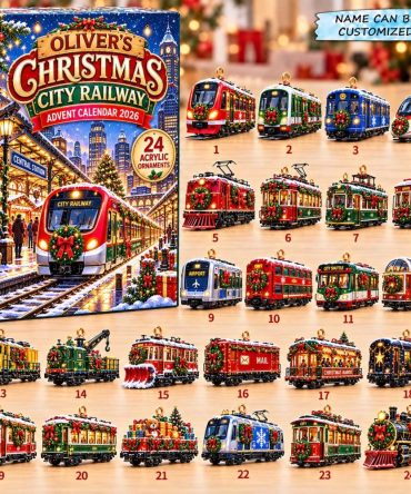 2026 Christmas City Railway Countdown - 24-Day Crocheted Advent Calendar With Acrylic Charms, Urban Train Holiday Set