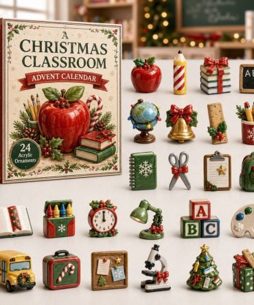 Holiday Classroom Advent 2026 - 24-Day Acrylic Charm Countdown Calendar For Schools, Classroom-Friendly Christmas Activity & Gifts
