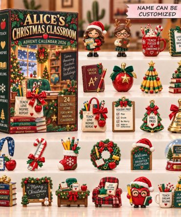 Chalkboard Classroom 24-Day Christmas Countdown Calendar With Acrylic Charms - Reusable Teacher Gift 2026
