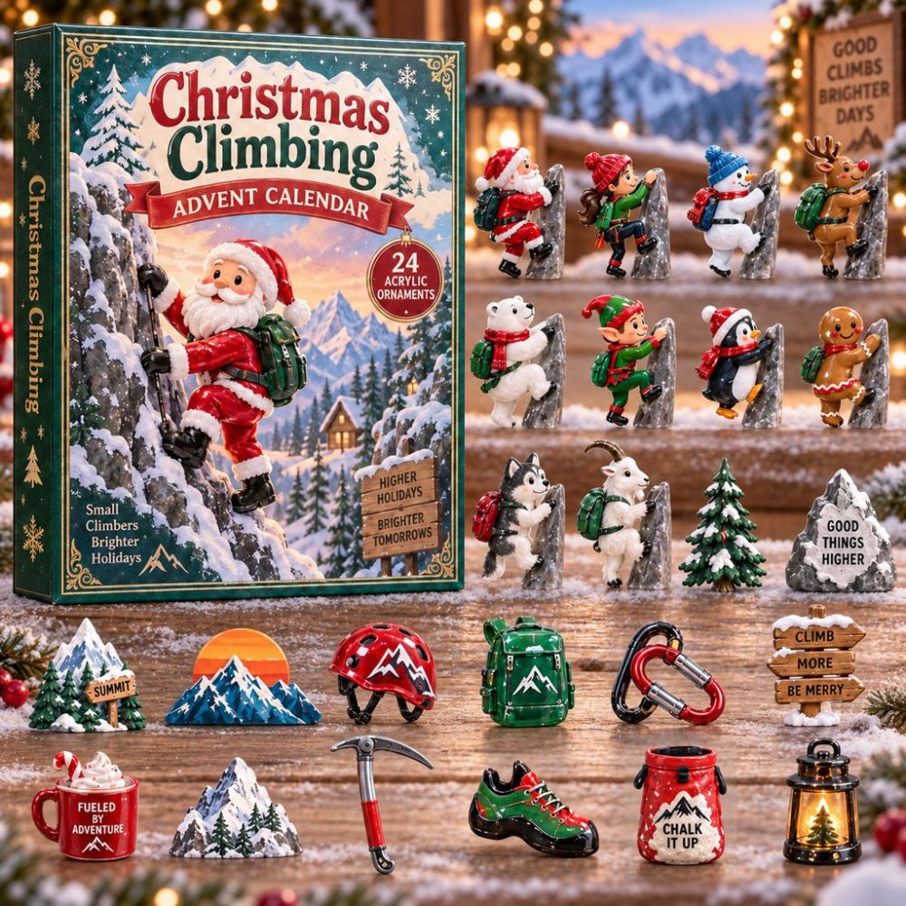 Climbing Christmas Countdown — 24 Adventure Acrylic Charms, 2026 Rock Climbing Advent Calendar Gift For Climbers & Gift Exchanges