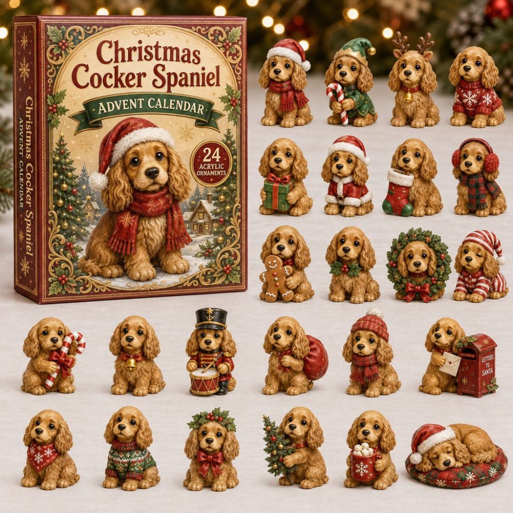 2026 Cocker Spaniel Wreath Advent Calendar — 24-Day Christmas Countdown With Acrylic Charms, Dog Mom Holiday Gift & Festive Home Decor