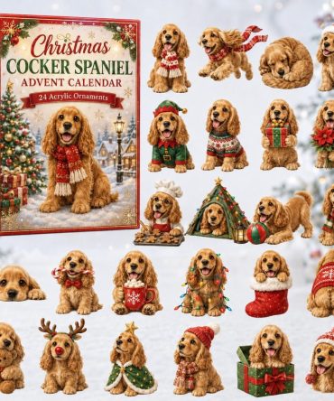 Cocker Spaniel Christmas Countdown Box - 24 Days Of Acrylic Dog Charms, Paw-Fect Holiday Gift For Spaniel Lovers