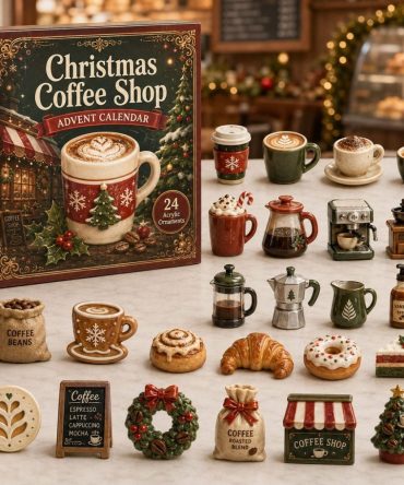 Christmas Coffee Shop Advent Calendar 2026 — 24-Day Cafe Countdown With Acrylic Coffee & Pastry Charms, Gift Idea