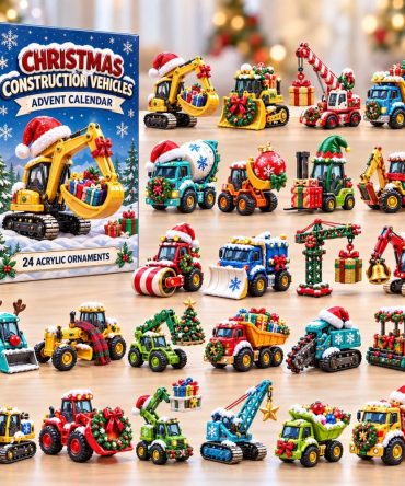 Christmas Construction Crew Countdown - 24 Acrylic Construction Charms For 2026 Advent, Builder-Themed Holiday Gift