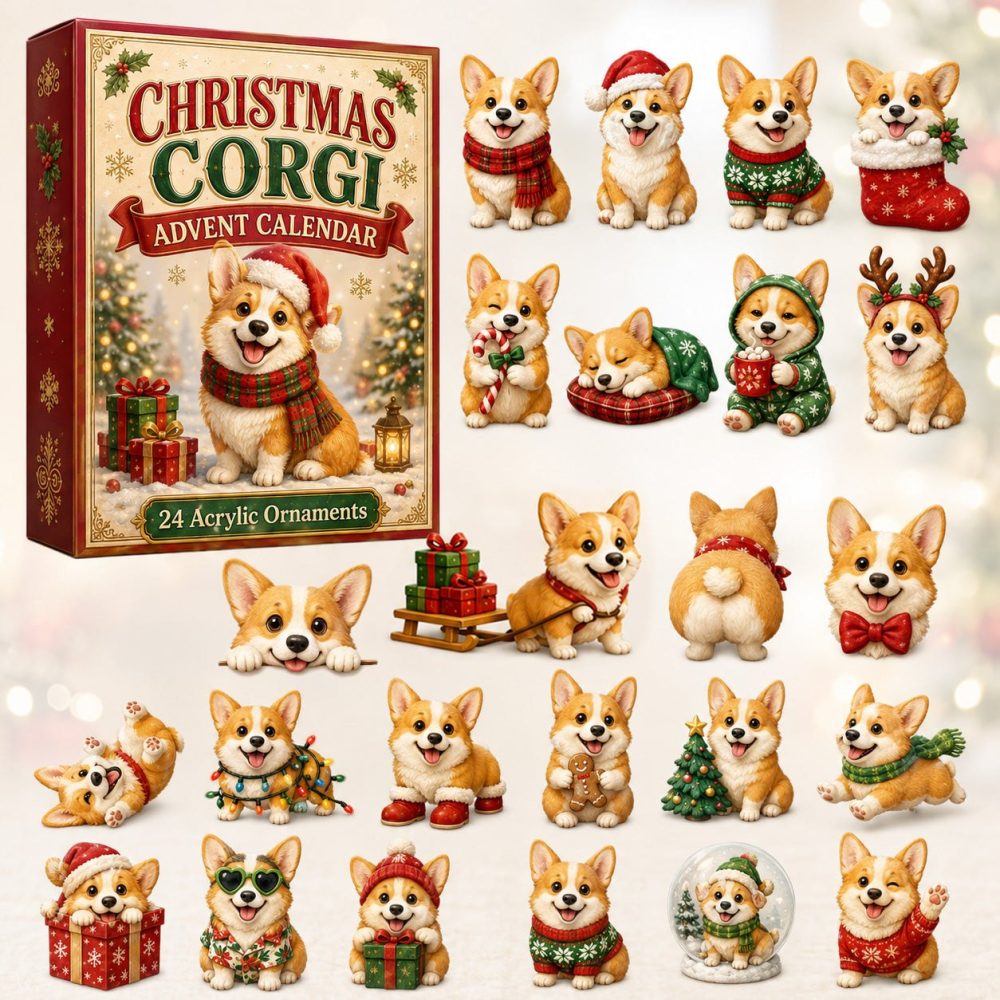 Corgi Holiday Countdown Gift - 24-Day Advent Of Acrylic Dog Charms, Charming Christmas Keepsake For Corgi Fans