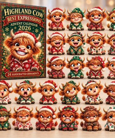 Christmas Cow Expressions Advent Calendar 2026 — 24 Whimsical Cow Acrylic Charms, Farmhouse Holiday Countdown & Cute Gift