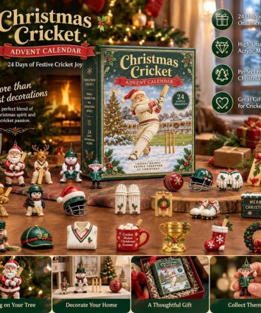 Santa Batsman Cricket 24-Day Holiday Advent Calendar With Acrylic Charms — 2026 Sports-Themed Countdown For Cricket Fans