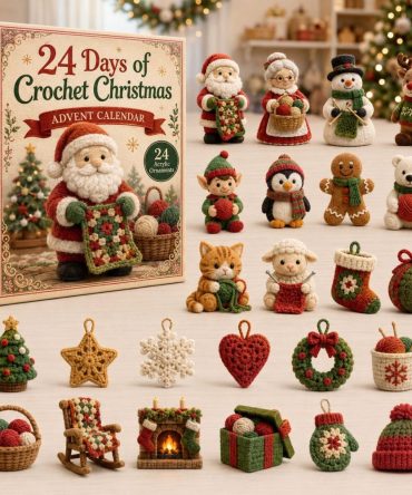 Handmade Crochet Christmas Countdown Set - 24 Days Of Cozy Acrylic Charm Ornaments, Perfect Holiday Gift & Decor