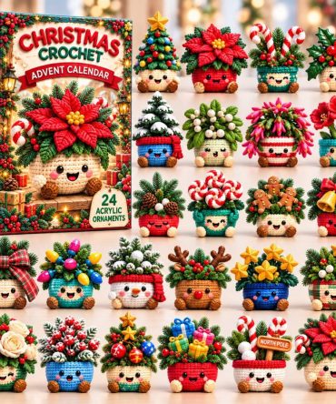 Christmas Crochet Pot Advent Countdown 2026 — 24-Day Festive Acrylic Charm Calendar With Holiday Crochet-Themed Charms