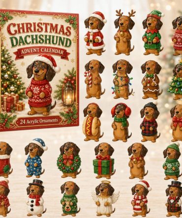 Dachshund Christmas Countdown Gift Box - 24 Days Of Dog-Themed Acrylic Charms, Cute Holiday Presents For Dog Lovers