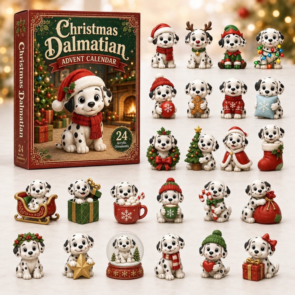 Dalmatian Dog 24‑Day Christmas Countdown 2026 — Playful Dalmatian Acrylic Charm Advent With 24 Cute Puppy Ornaments, Ready To Gift