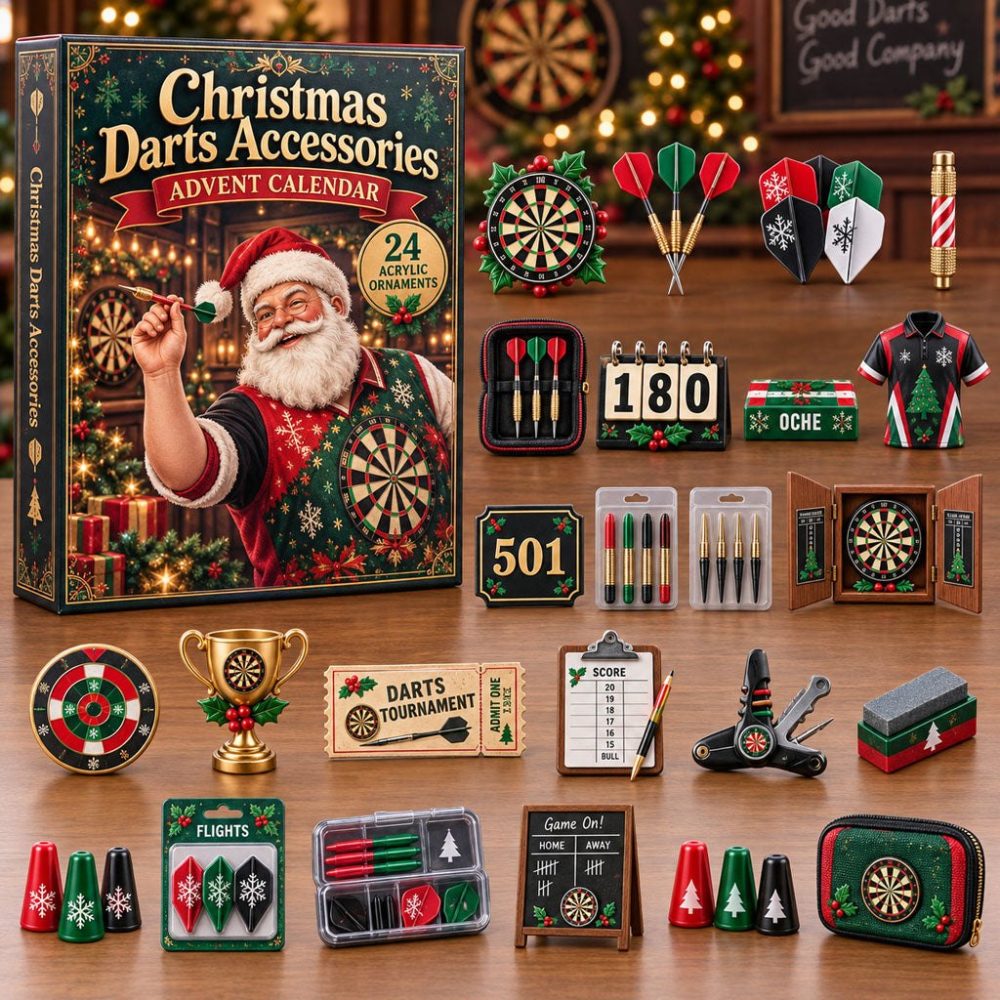 Festive Darts Accessories 24-Day Christmas Countdown Calendar 2026 — Holiday Dart Acrylic Charms, Daily Gift Surprises For Players