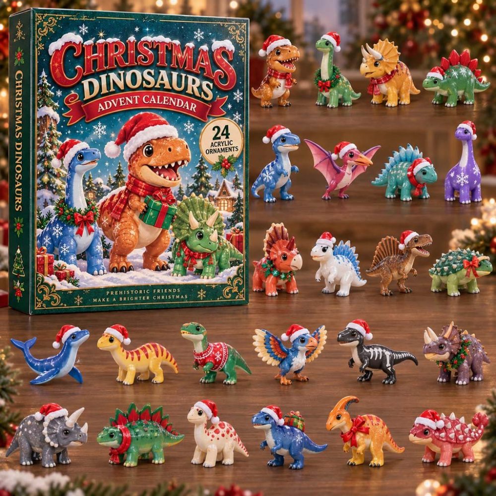 2026 Dinosaurs 24-Day Acrylic Charm Countdown — Reusable Multi-Dino Advent Calendar, Big Christmas Gift For Little Paleontologists