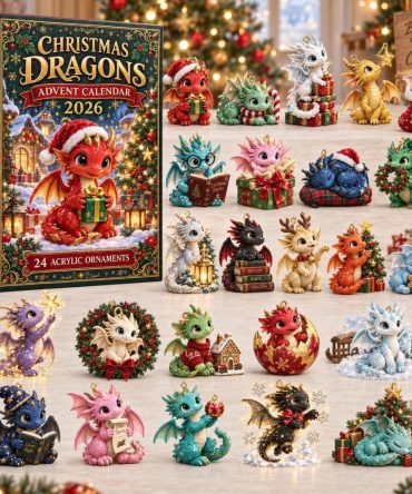 Dragon-Themed 24-Day Holiday Advent Calendar With Acrylic Charms — 2026 Fantasy Countdown Gift For Kids & Collectors