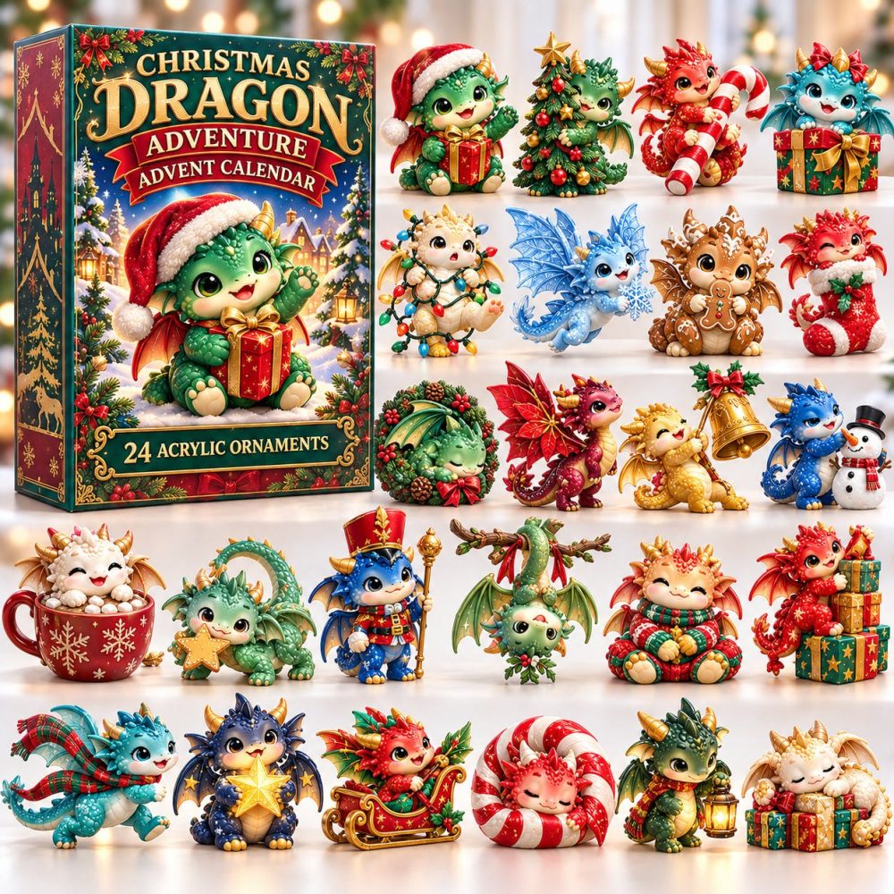 2026 Baby Dragon Adventure Countdown - 24-Day Crochet Advent Calendar With Acrylic Charms, Cute Collectible Holiday Display