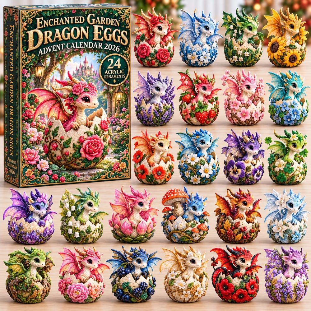 Christmas Dragon Eggs Advent Countdown 2026 — 24-Day Festive Dragon Egg Acrylic Charm Calendar, Magical Holiday Gift