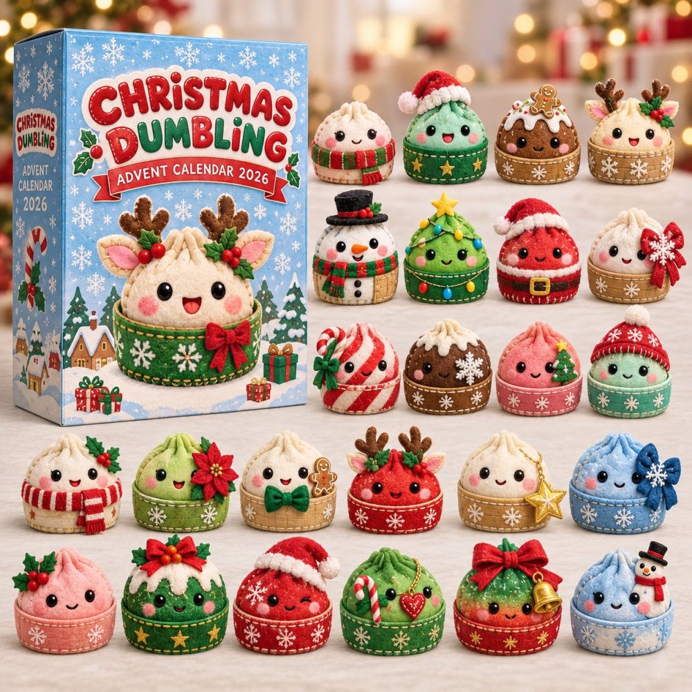 Dumpling Friends Holiday Countdown 2026 — 24 Friendly Squishy Figures & Acrylic Charms, Cute Christmas Gift Set For Kids