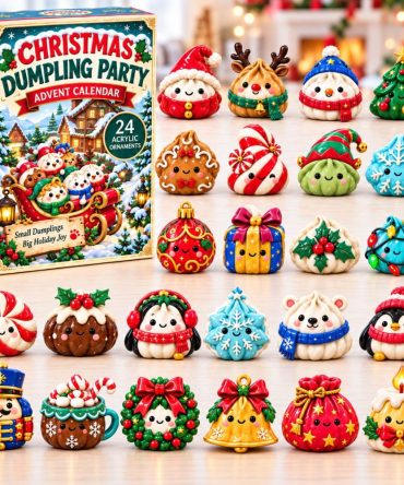 Christmas Dumpling Party Holiday Countdown 2026 — 24-Day Festive Food Acrylic Charm Calendar, Cute Dumpling-Themed Gift For Families