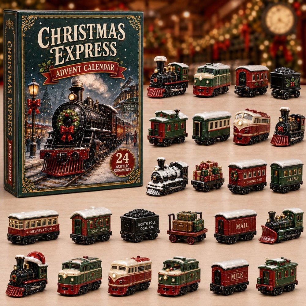Holiday Express Train Advent Calendar 2026 — 24-Day Acrylic Charm Train Countdown, Festive Collectible Gift For Kids & Train Enthusiasts