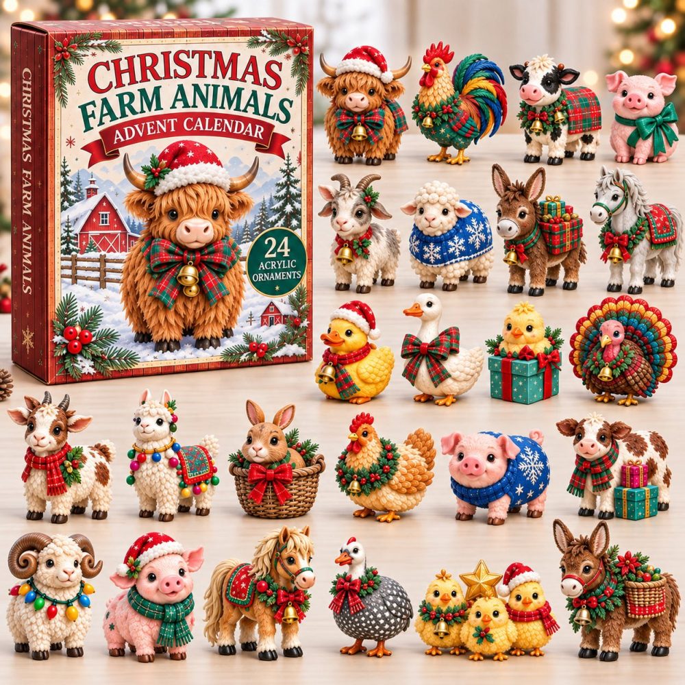 24-Day Farmyard Christmas Advent With Acrylic Charms — Barnyard Animal Ornaments, Family-Friendly Countdown & Holiday Gift Set