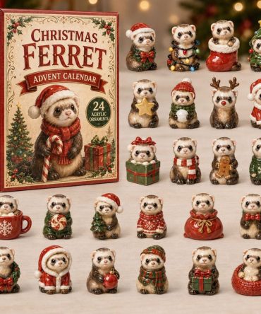 2026 Festive Ferret Holiday Countdown — 24 Acrylic Charms Advent Gift Set, Cute Ferret Decor & Stocking Stuffer