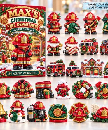 2026 Christmas Fire Department Advent Calendar - 24-Day Acrylic Charm Countdown, Festive Firehouse Keepsake & Holiday Gift For First Responders