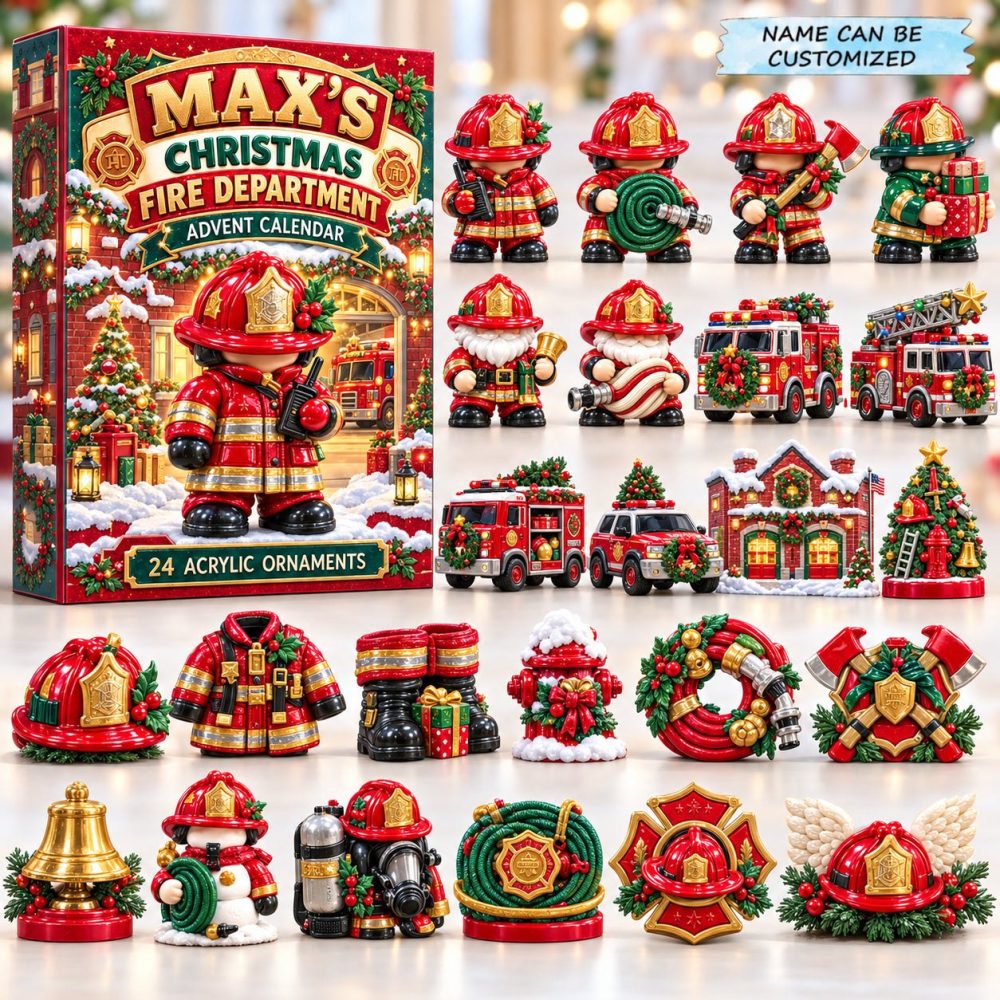 2026 Christmas Fire Department Advent Calendar - 24-Day Acrylic Charm Countdown, Festive Firehouse Keepsake & Holiday Gift For First Responders