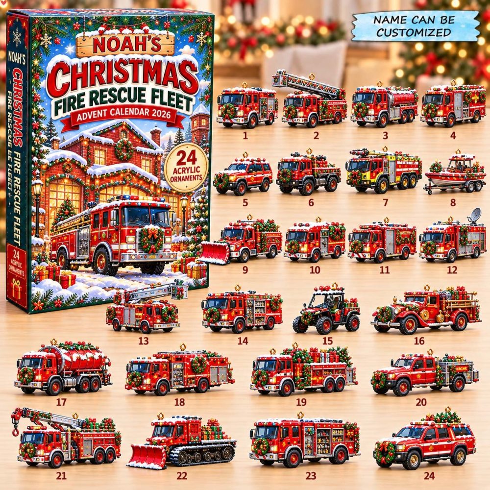 2026 Fire Rescue Christmas 24-Day Advent Countdown With Emergency Acrylic Charms - Firefighter-Themed Kids Holiday Gift & Activity Calendar