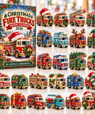 Christmas Fire Trucks Countdown - 24 Acrylic Fire Truck Charms For 2026 Holiday Advent, Rescue-Themed Stocking Stuffer