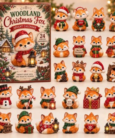Festive Fox Holiday Countdown Advent Box - 24 Days Of Acrylic Charms, Collectible Christmas Decor Gift