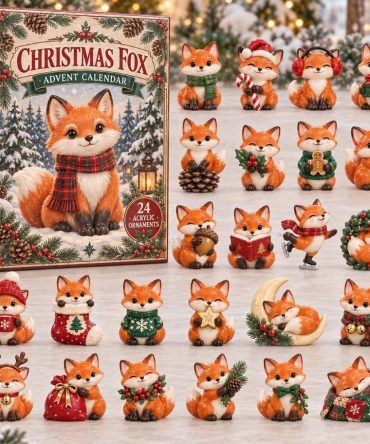 2026 Fox With Plaid Scarf 24-Day Acrylic Charm Countdown — Reusable Cozy Advent Calendar, Stylish Christmas Gift