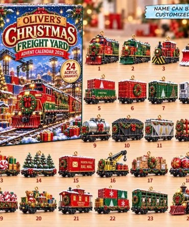 2026 Christmas Freight Yard Countdown - 24-Day Crochet Advent Calendar With Acrylic Charms, Industrial Train Holiday Scene