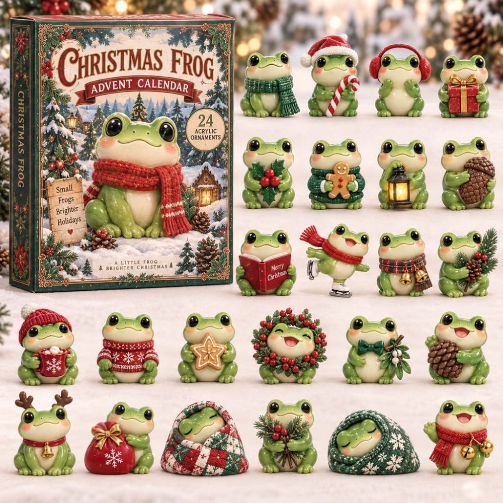 2026 Frog 24-Day Acrylic Charm Countdown — Reusable Whimsical Holiday Advent Calendar, Fun Christmas Gift For Kids