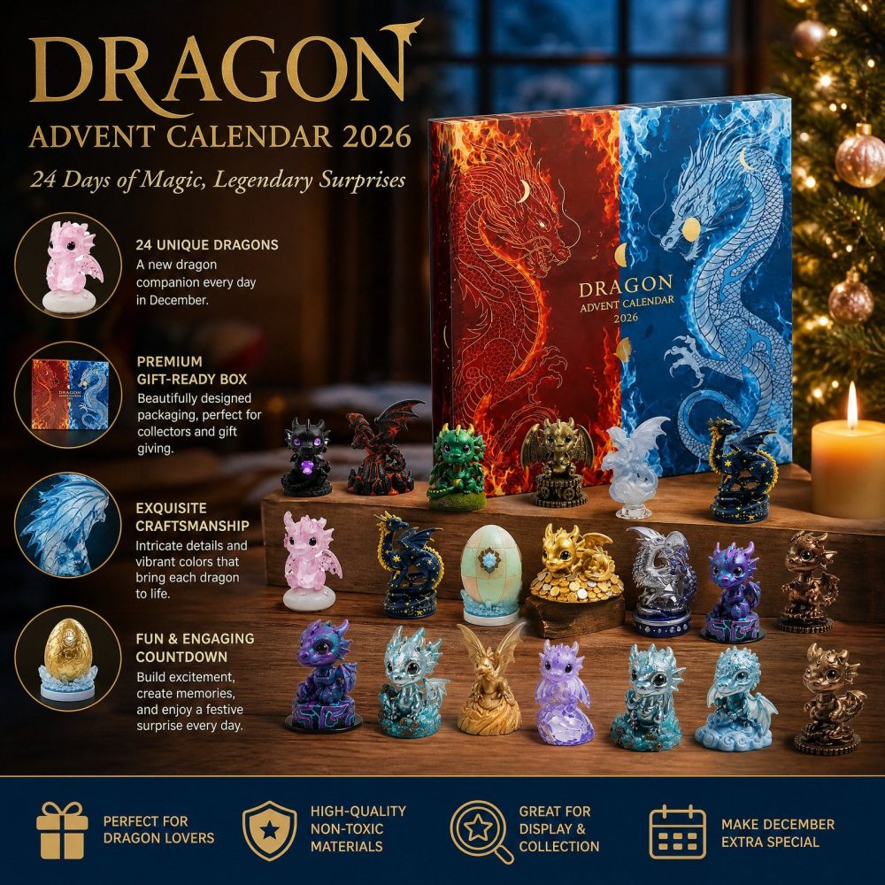 Dragon Mythical Advent Calendar 2026 - 24-Day Fantasy Christmas Countdown With Acrylic Dragon Charms, Gift For Kids & Fantasy Fans